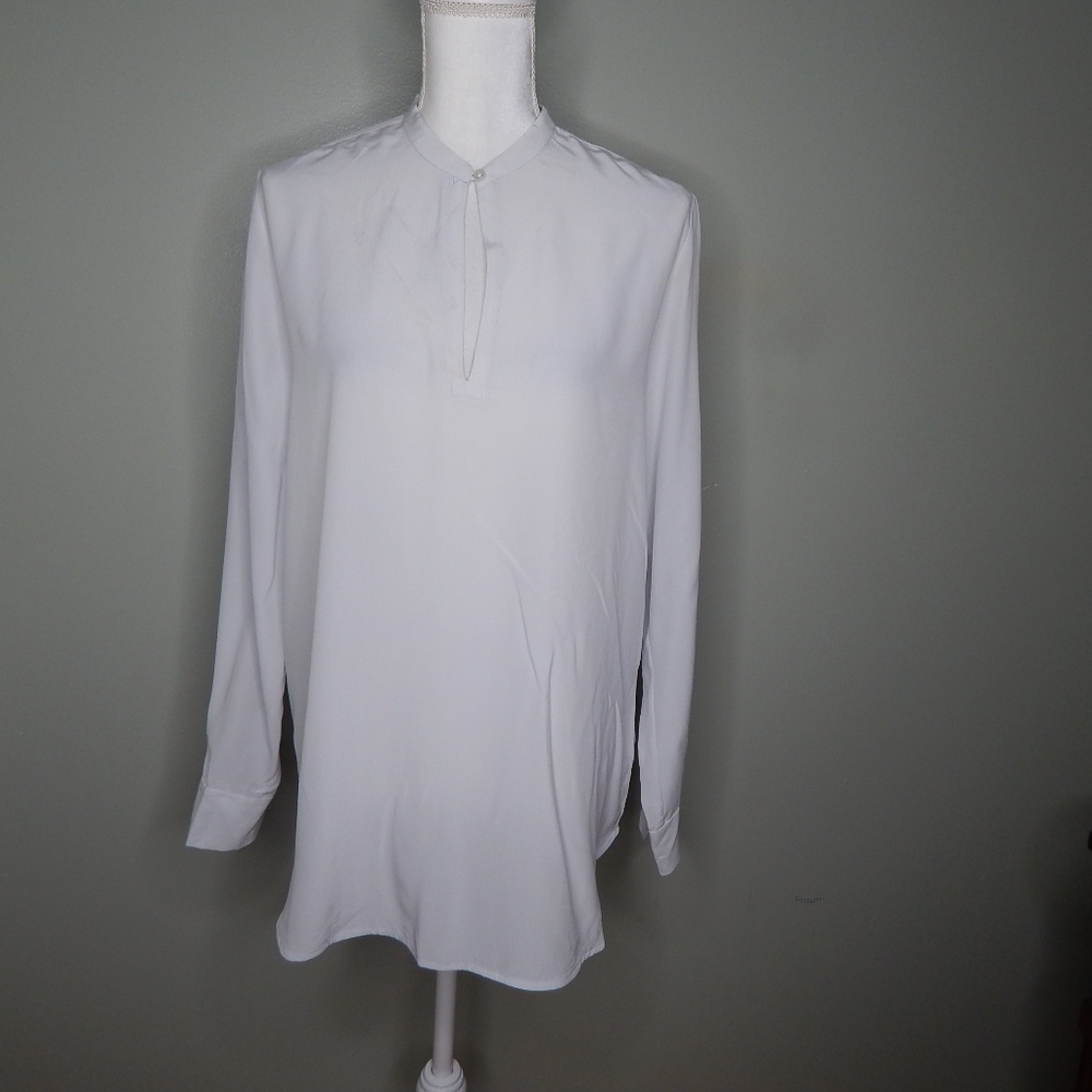 everlane women silk shirt sz 8 grey